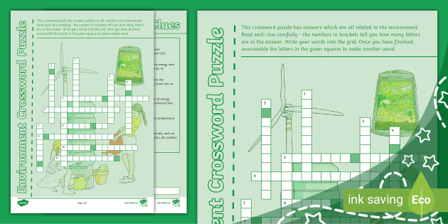 Environment Crossword Puzzle (Ages 7 -11) (teacher made)
