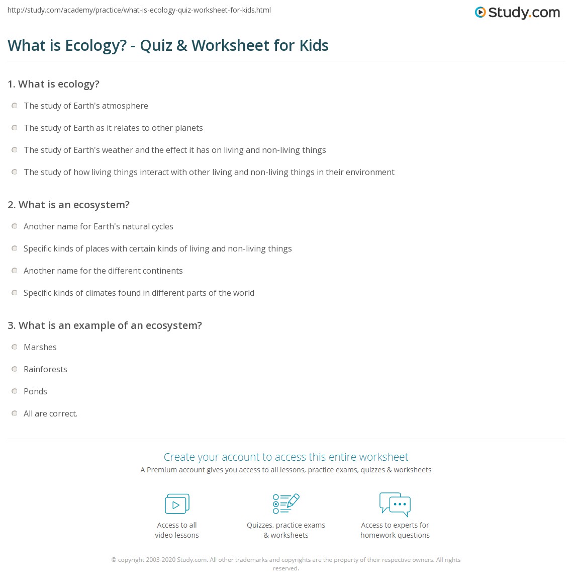 ecology for kids worksheet