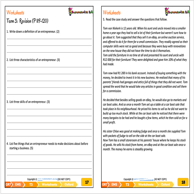 Grade 7 Economic and Management Sciences (EMS) Term 3 (Oxford ...