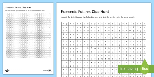 Economic Futures Clue Hunt Worksheet / Worksheet - Twinkl