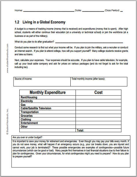 economics for kids worksheet