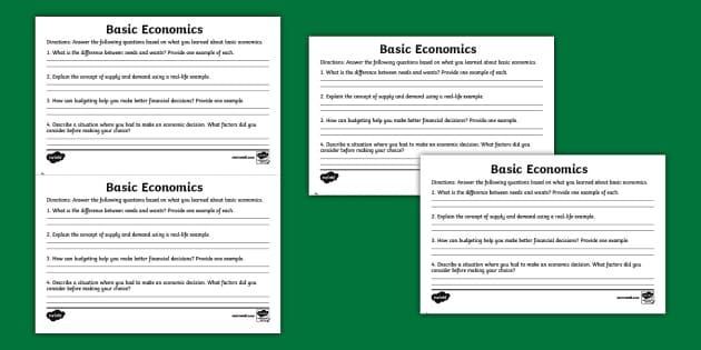economics worksheet for 3rd grade