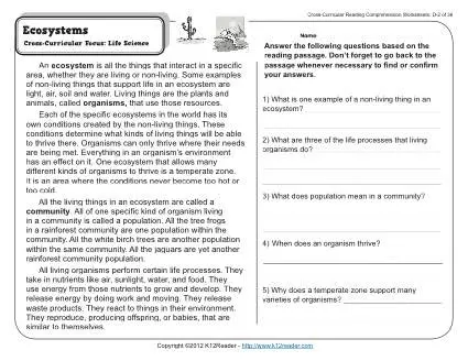ecosystem worksheet