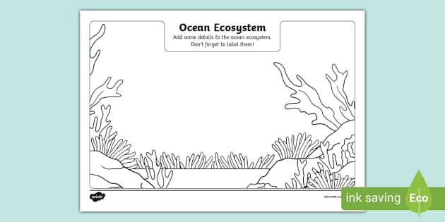 Draw the Ocean Ecosystem Worksheet (teacher made) - Twinkl