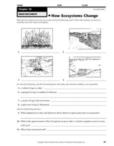 How Ecosystems Change Worksheet for 4th - 8th Grade | Lesson Planet