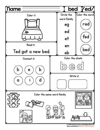 BED Worksheet | ED Word Family  