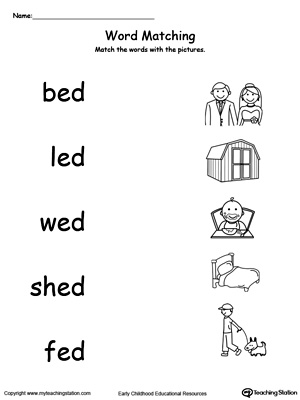 ed word family worksheet