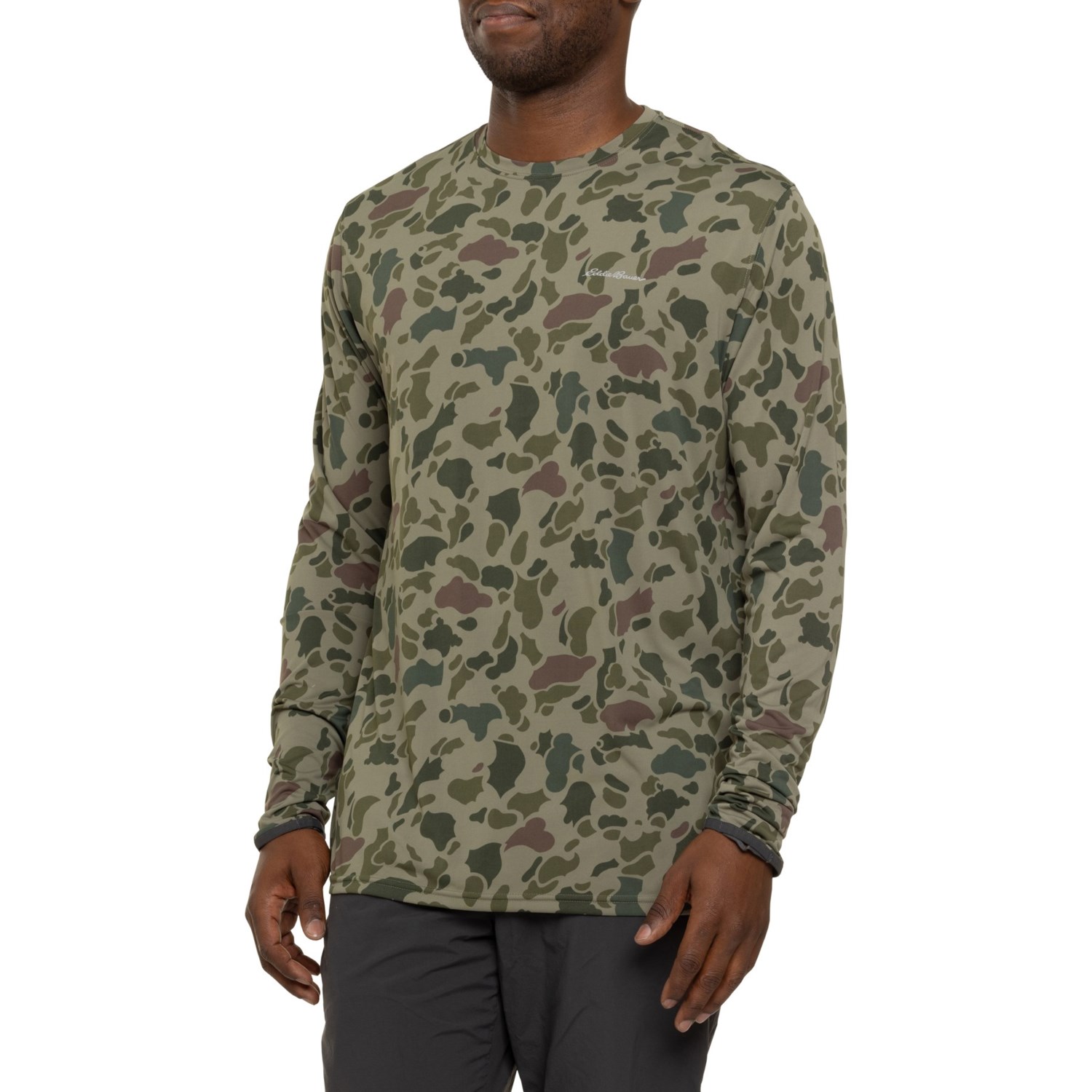 Eddie Bauer Marine Air Print Crew Shirt - UPF 50+, Long Sleeve ...