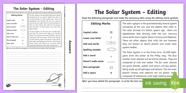 Solar System Proofreading Exercise (teacher made) - Twinkl