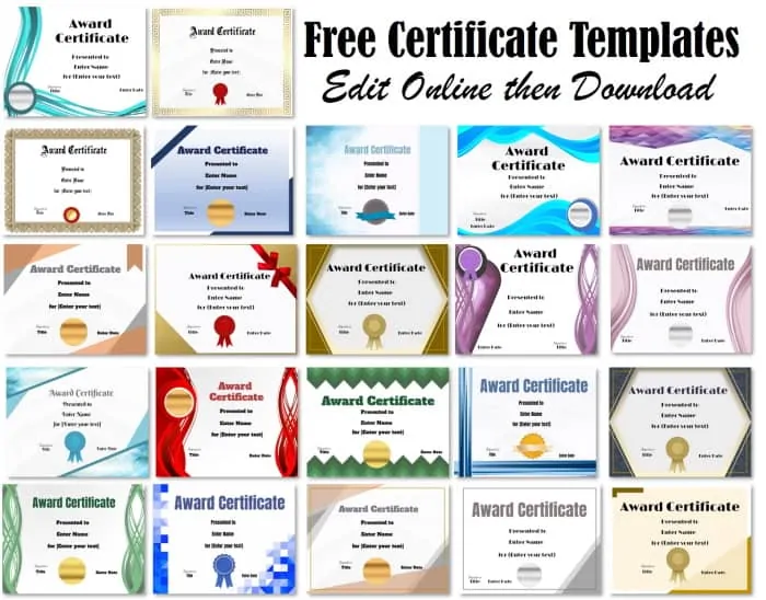 editable and printable award certificates