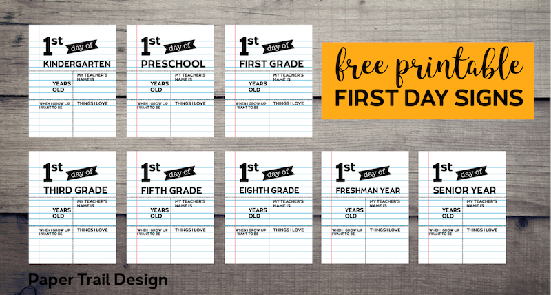 editable printable first day of school signs