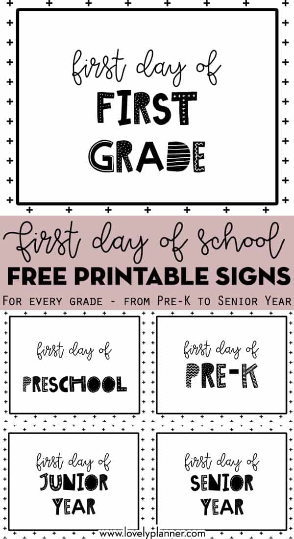 editable printable first day of school signs