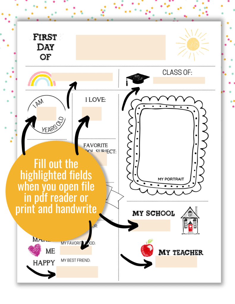 editable printable first day of school signs