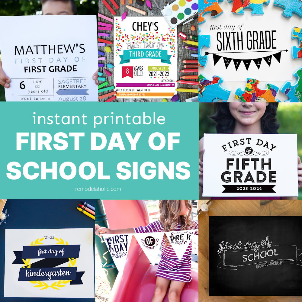 editable printable first day of school signs