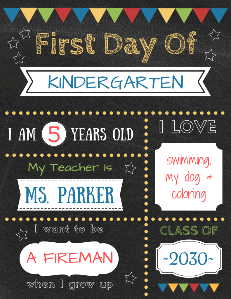 editable printable first day of school signs