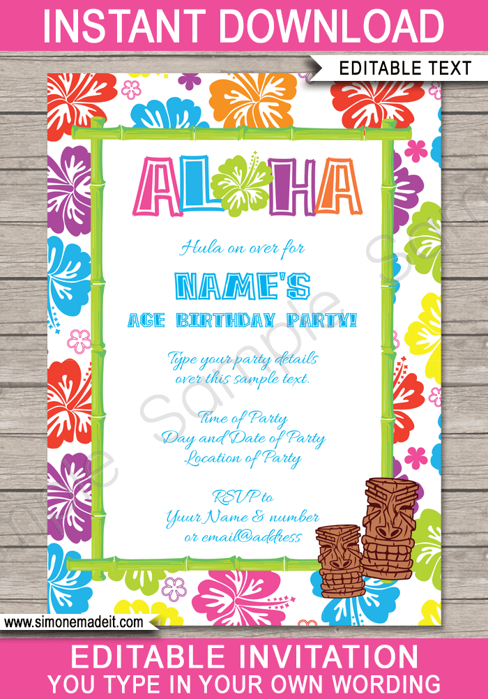 Luau Party Invitations Template