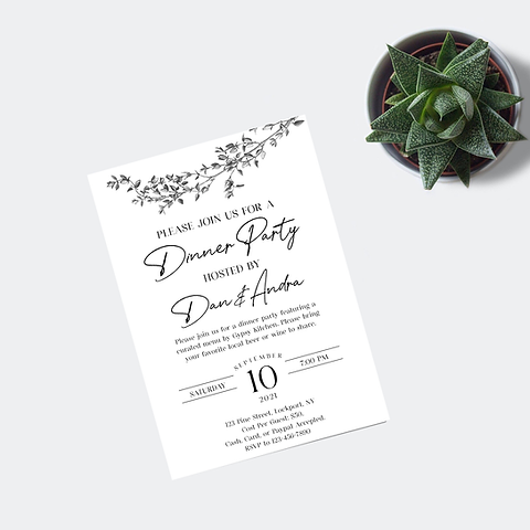 Dinner Party Invitation Template. Printable. Editable Template ...