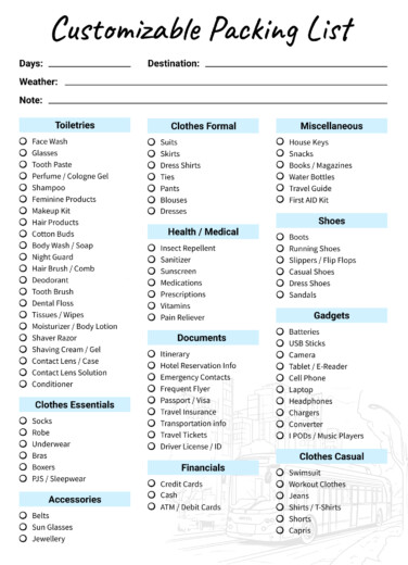 Free Packing List Google Docs Templates - gdoc.io