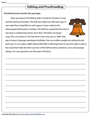 Editing and Proofreading Worksheets