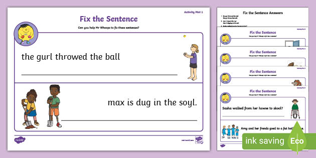Sentence Repair Worksheet - ELA Resources (teacher made)