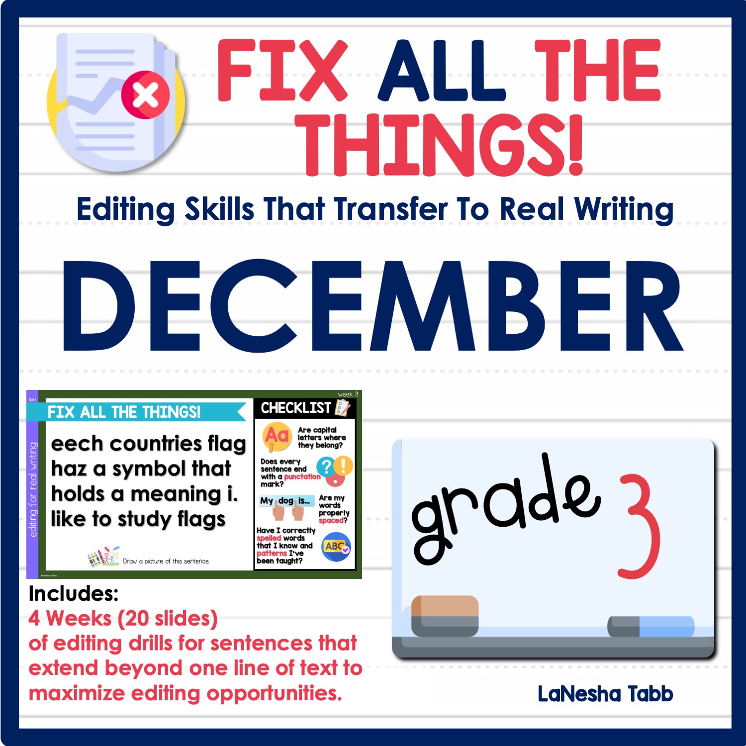 3rd Grade Editing Practice December - LaNesha Tabb - Writing ...