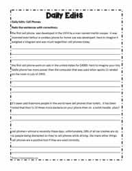 editing worksheet 4th grade