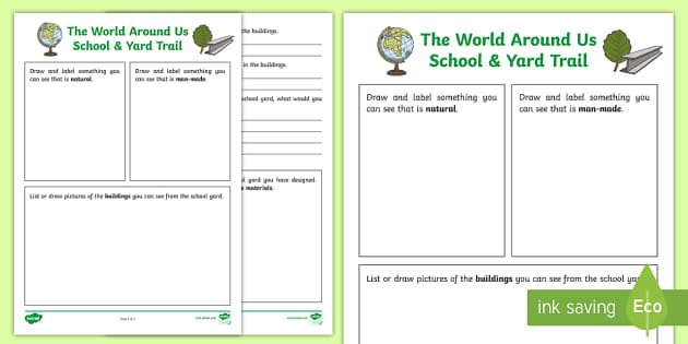 The World Around Us School &  Yard Trail Worksheet / Worksheet