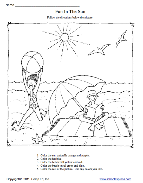 School Express Coloring Worksheet | Education World