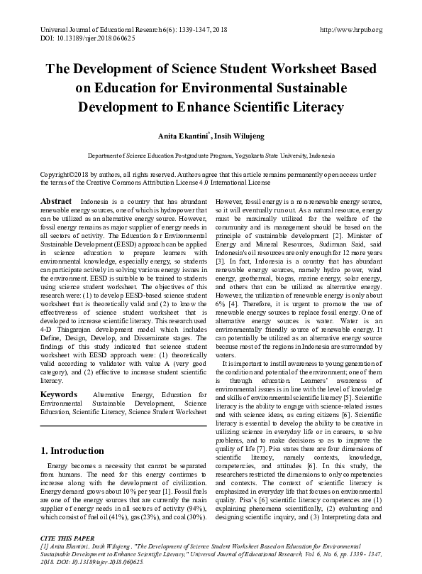PDF) The Development of Science Student Worksheet Based on ...