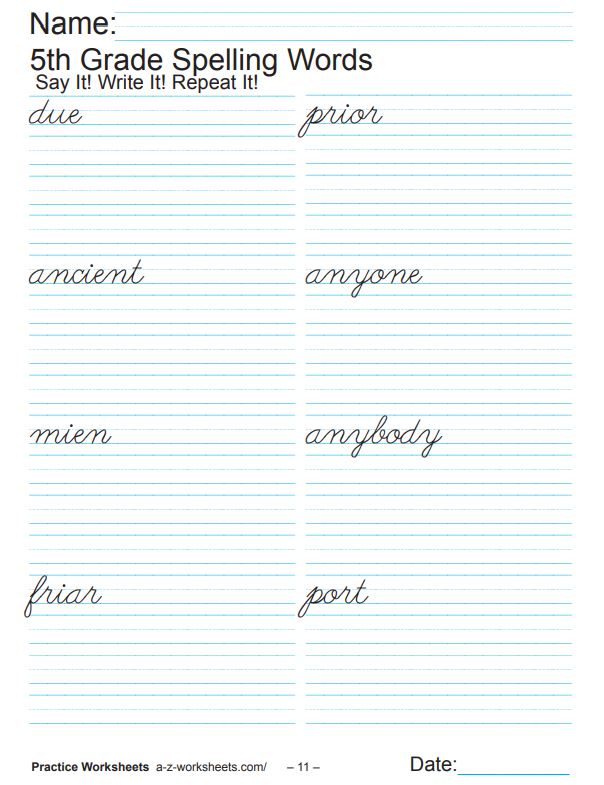 educational worksheet 5th grade