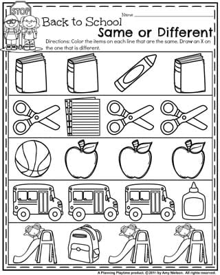 Back to School Preschool Worksheets - Planning Playtime