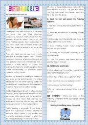 BACK TO SCHOOL -BENEFITS OF READING AS A TEEN - ESL worksheet by ...