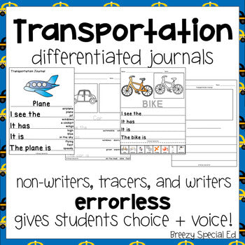 Transportation Journal Prompts - Differentiated Writing for Special  Education