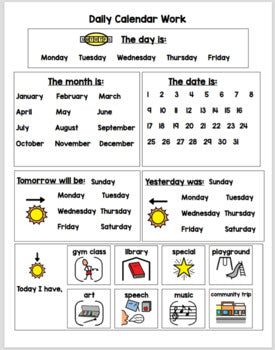 Visual Calendar Worksheets for Students with Autism or Special ...