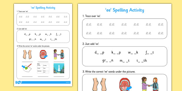 ee vowel worksheet