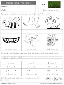 ee phonics woksheets and games - Galactic Phonics