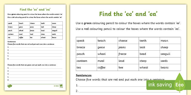 Vowel Digraphs (ee): Phonics Learning Mats | Printable Skills Sheets