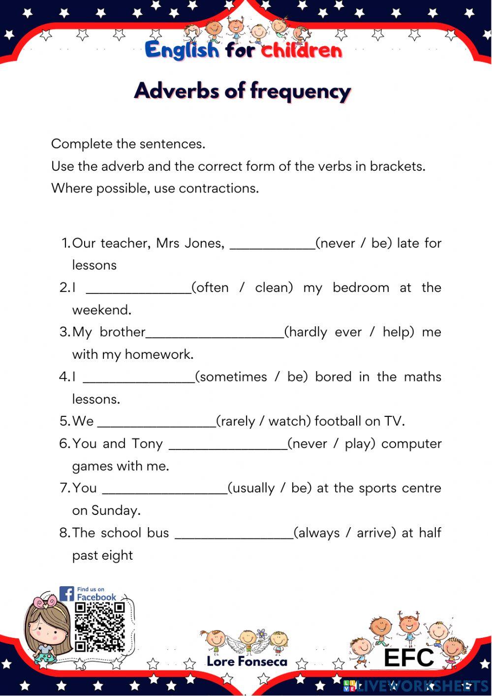 Adverbs of frequency efc lore fonseca interactive worksheet | Live ...