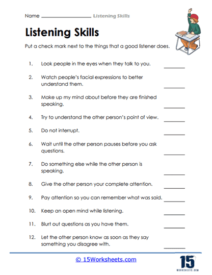 Listening Skills Worksheets - 15 Worksheets Library