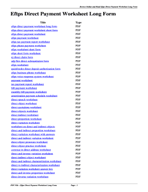 Eftps Direct Payment Worksheet Long Form - Fill Online, Printable ...