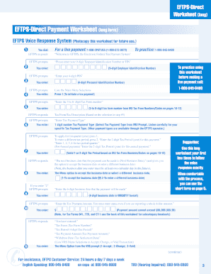 Printable Eftps Form Direct Payment Worksheet - Fill and Sign ...