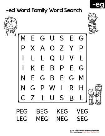 eg word family worksheet
