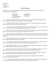 ego defense mechanisms worksheet