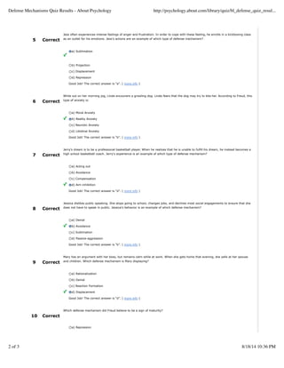 ego defense mechanisms worksheet