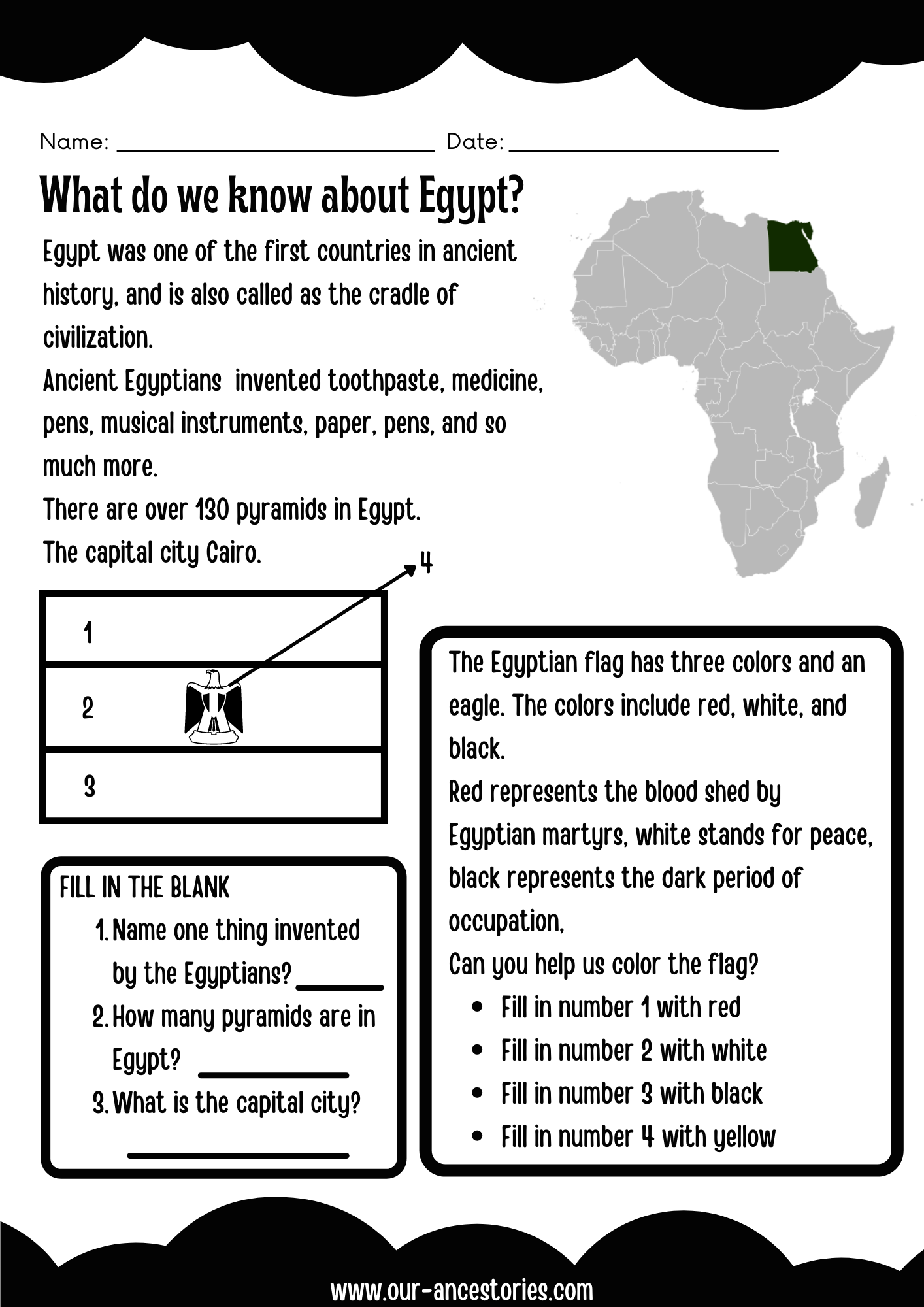 egypt worksheet