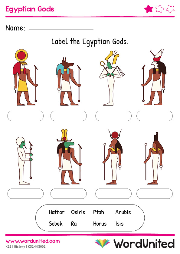 egyptian gods worksheet
