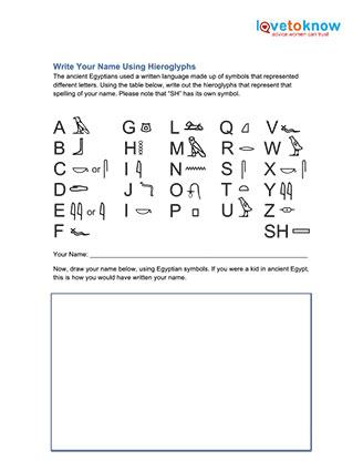 Hieroglyphics Worksheets | LoveToKnow