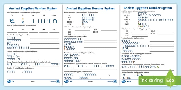 egyptian number system worksheet
