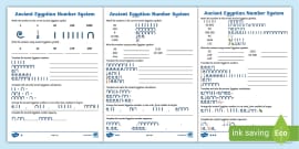 egyptian number system worksheet