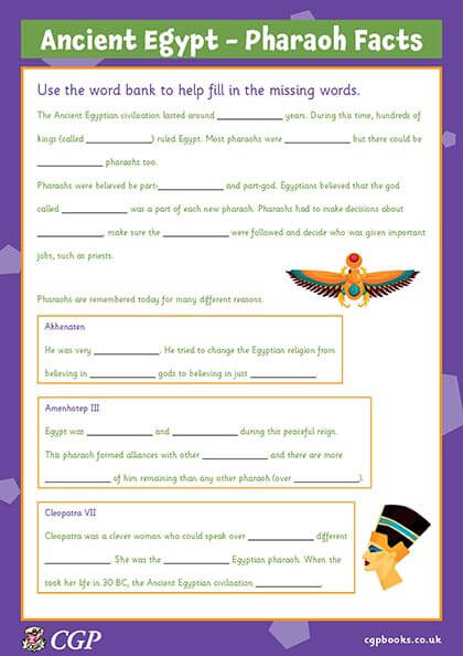egyptians worksheet